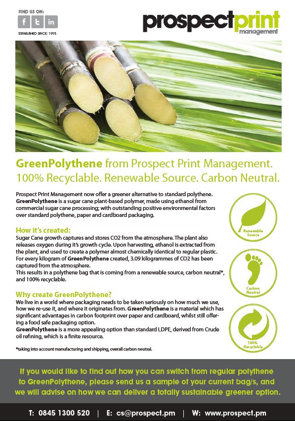 ProspectPrint's tweet photo. GreenPolythene:   100% Recyclable - Renewable Source - Carbon Neutral
 If you would like to find out how you can switch from regular polythene to GreenPolythene contact us on:
 Tel:  0845 1300 520  
 Email:  cs@prospect.pm
 Web:  https://t.co/8wmlpDdcmM https://t.co/VL4oPrj6PY