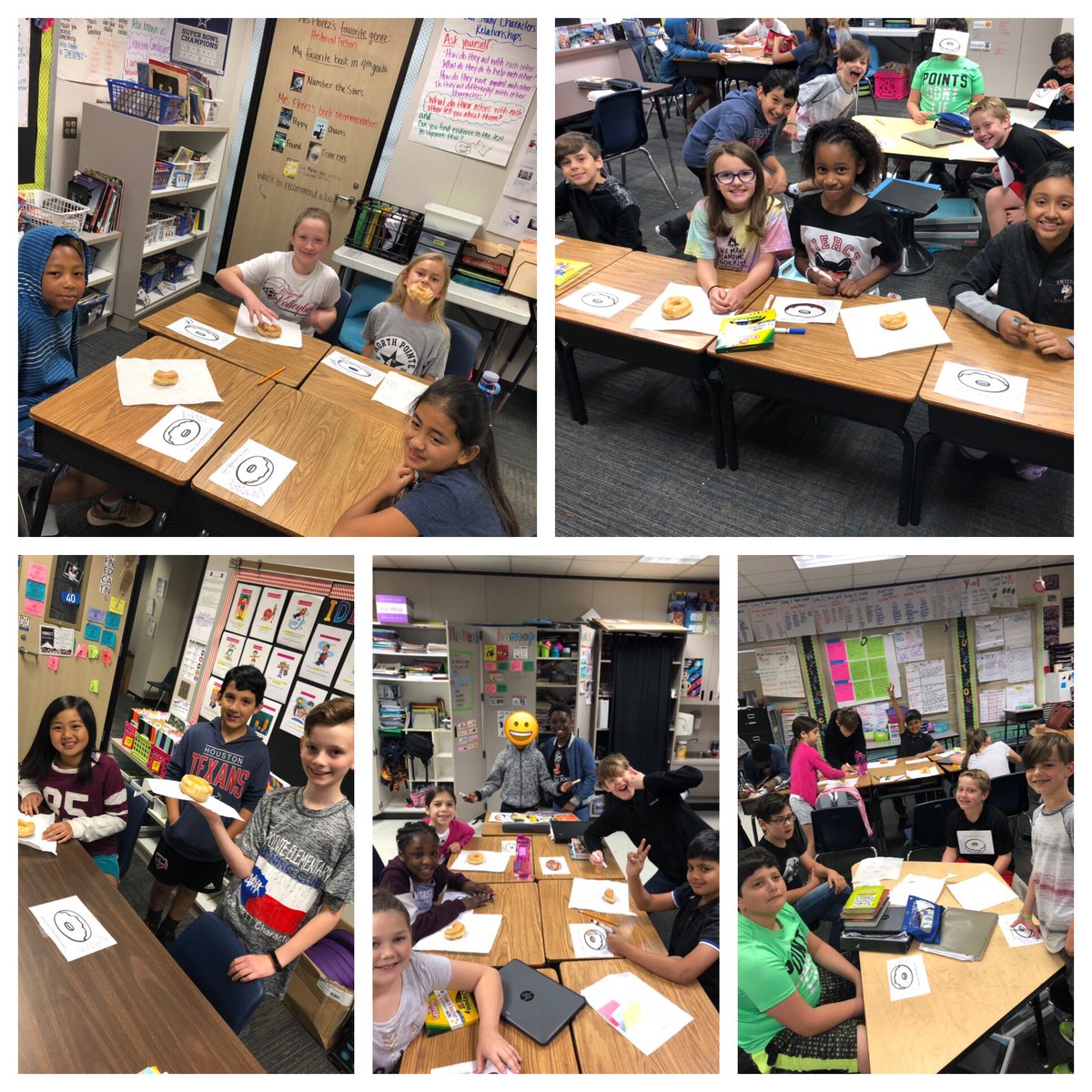 TraceyFlorez's tweet photo. “Donut worry about the STAAR” because we know we are going to do GREAT! Students are enjoying donuts and writing positive notes to one another before the big day! #4thgradewriting @NPERockets @SonjiaSolomon https://t.co/MS0ZU5hqXL