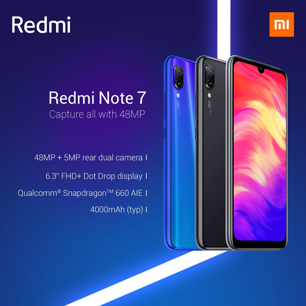 XiaomiKSA_'s tweet image. ايش اللي عجبك من مميزات #RedmiNote7 😍

👈 كاميرا مزدوجة 48 + 5 ميجابيكسل 
👈 شاشة بحجم ''6.3 وبدقة +FHD 
👈 معالج #SnapDragon660 من @Qualcomm 
👈 بطارية 4000 مللي أمبير 

#٤۸ميجابيكسل_للجميع 
#48MPforEveryone
#Xiaomi