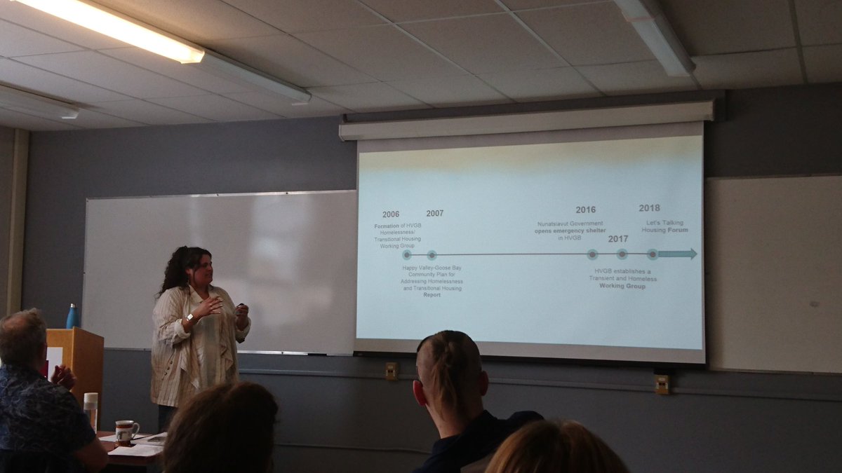 _coastalwalker's tweet photo. Great proposal by Sarah-Mae on homelessness in the northern community of Happy-valley Goose Bay! @MUNGeog @gradstudies #supergradday https://t.co/V54yT25uu2