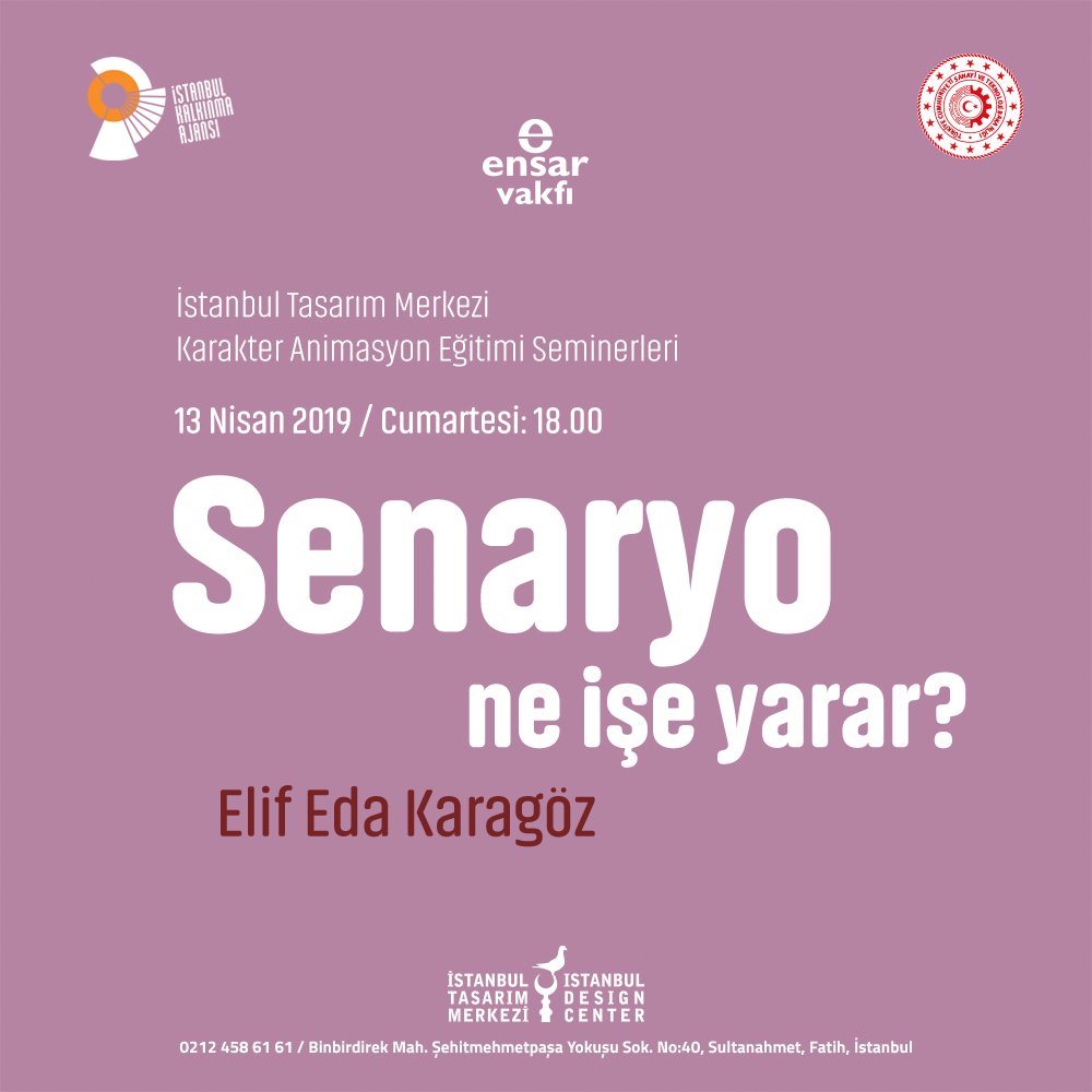 Elif Eda Karagöz ile Senaryo Ne İşe Yarar?

<a href="/istkaorgtr/">İSTKA</a>’nın desteğiyle hayata geçen Canlandırma Film ve Oyun Tasarım Atölyesi Projesi kapsamında ikincisini gerçekleştireceğimiz seminerimize tüm ilgilileri bekleriz.

Not: Seminerimiz herkese açık olup katılım ücretsizdir.