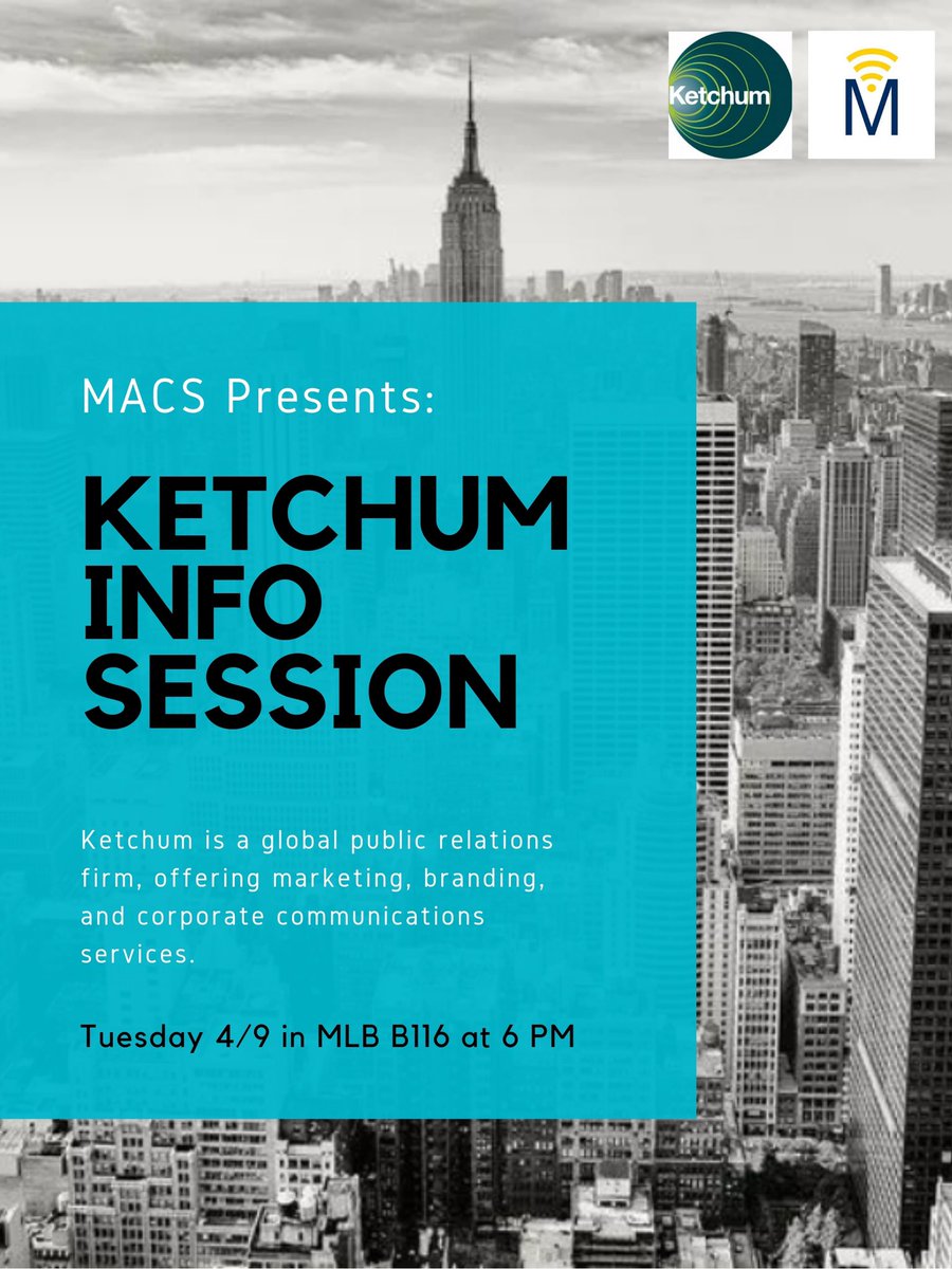 MCMP_umich's tweet photo. Please join us tomorrow at 6 PM in MLB B116 for an info session with Ketchum! https://t.co/s66OIH2Ddr