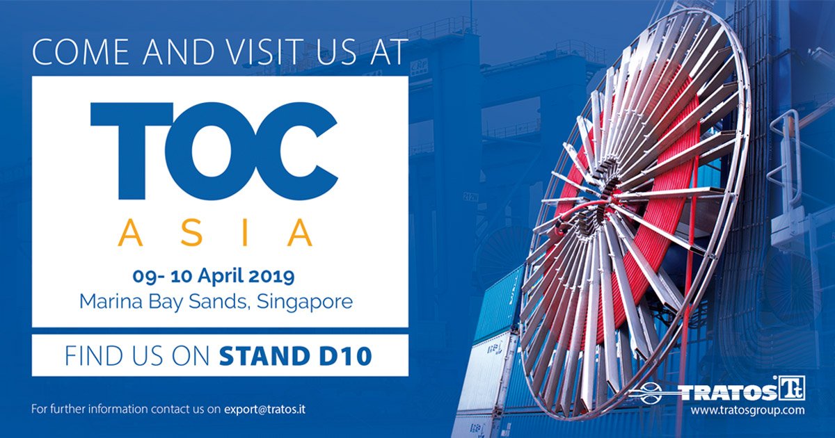 TratosGroup's tweet photo. #TOCAsia in Singapore this week (9-10 April) is focused on new technology (Read more: https://t.co/FkHa2qjv8N) – Tratos will be there. Join us to find out more about the latest #cable technology at stand D10. #PortSolutions #reeling #ReelingCable #innovators #manufacturers https://t.co/Bpaf2n5rge