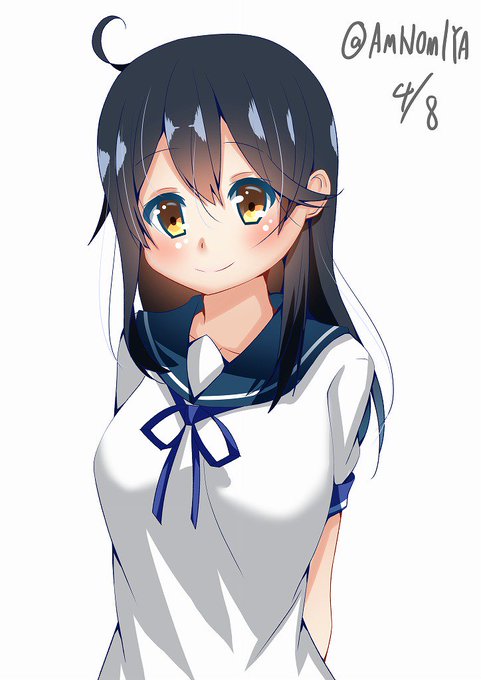 #艦これ版深夜の真剣お絵描き60分一本勝負
#艦これ版真剣お絵描き60分一本勝負_20190408
潮ちゃん!!!!! 