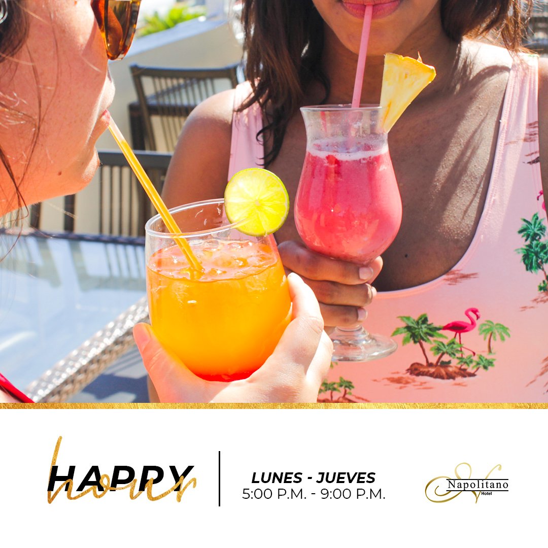 Don't miss our happy hours! Its Drinks time!

#NapolitanoHotel #SoyNapolitano #Drinks #Cheers #HappyHour