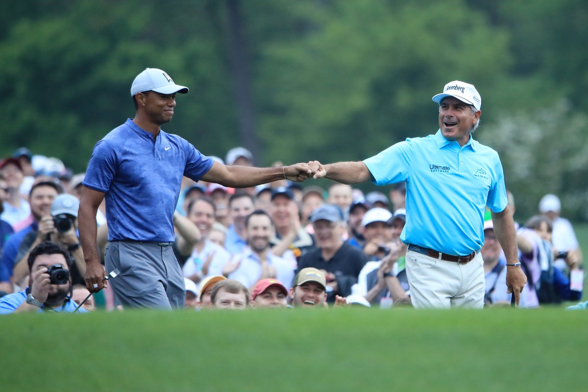 PGATOUR's tweet photo. Monday at the Masters. 

How about this group?

🏌 @TigerWoods
🏌 @FredCouplesGolf
🏌 @JustinThomas34 https://t.co/ThZ5qkwuZJ