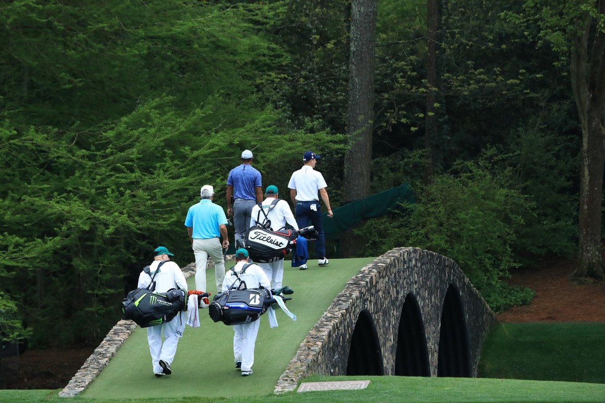 PGATOUR's tweet photo. Monday at the Masters. 

How about this group?

🏌 @TigerWoods
🏌 @FredCouplesGolf
🏌 @JustinThomas34 https://t.co/ThZ5qkwuZJ