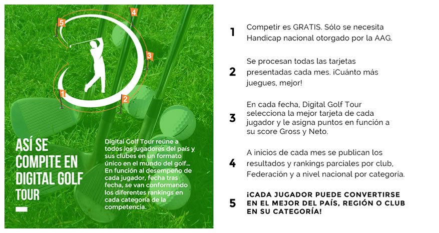 digitalgolfar's tweet photo. ⛳️ Te contamos, en solo 5 pasos, cómo se compite en @digitalgolfar.
👉 Registrate GRATIS aquí: https://t.co/8jVMKt5iNM
🏌️♀️ ¡Podés ser el mejor del País, Región o de tu Club, en tu categoría! 🏌️♂️
@GolfAAG #DigitalGolfTour #AAG #CopaAAG #RankingNacional #Edicion2019 #Temporada11 https://t.co/2o116BKFzT