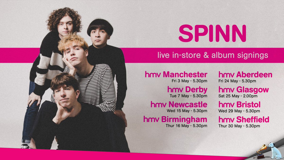 hmvtweets's tweet photo. Jangly dream-pop band and #ApproachableLads from Liverpool, @spinn_band release their self-titled debut album in May and they're coming to play live and sign albums in a bunch of our stores to celebrate!
full details here: https://t.co/w0KeKU4SMR
#hmvLive https://t.co/CO7CCWRChQ