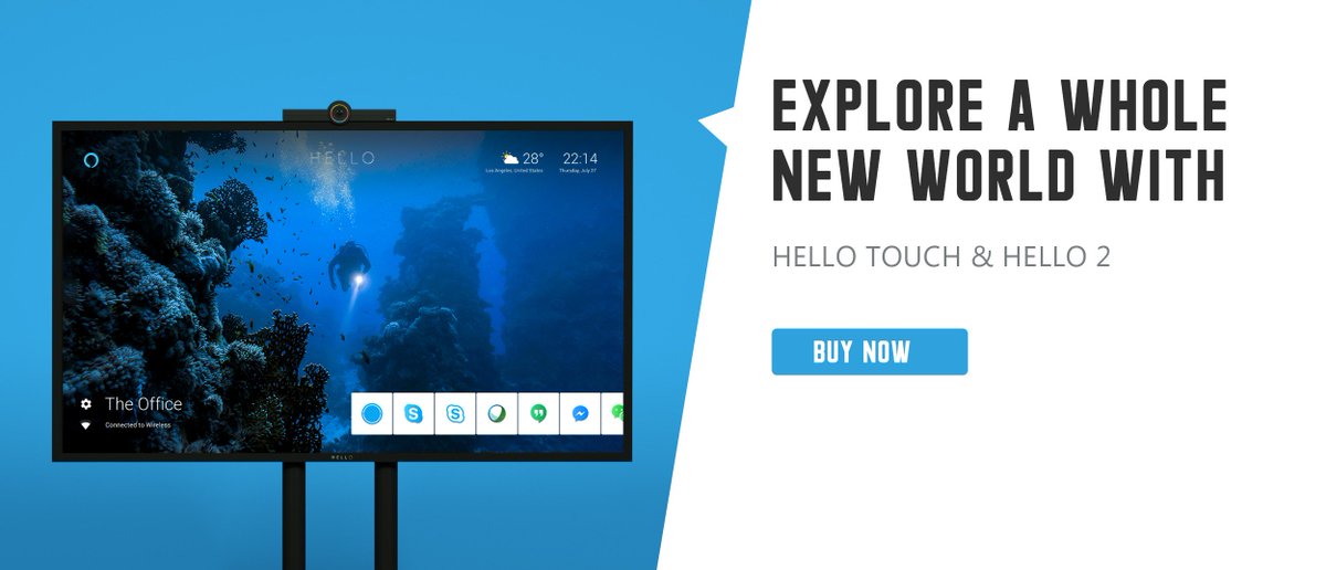 #Explore a whole new #world with #HELLO2 &amp; #HELLOTouch! More info here: 
bit.ly/2U3TRTl 

#uc #touchtv #videoconferencing #device #tech #technology #MondayMotivation #huddleroom