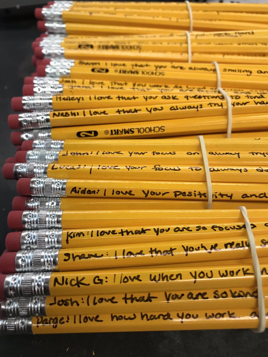 DDESSnow's tweet photo. 103 students. 103 new pencils. 103 fresh starts. 103 words of encouragement for a new marking period. 103 students Finishing out the year strong #ddescience #ddepride #7thgradescience https://t.co/O6qJ2nQZns