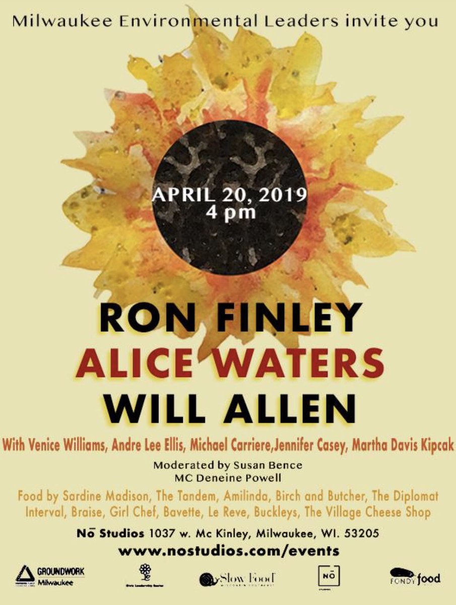 HOMEGROWNMKE's tweet photo. 3 of the national leaders in the #urbanag movement of the last 20 yrs here in #mke this month. Tix foing fast: $10/$75. #ronfinley #alicewaters #willallen #milwaukee #urbanagriculture #wi #wisconsin https://t.co/xO9lj6tJz7