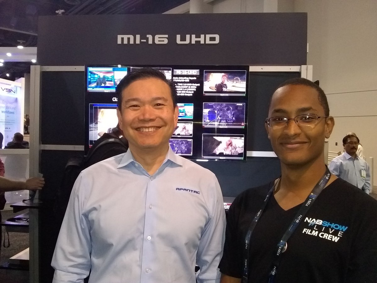 BroadcastBeat's tweet photo. Team @NABShow @BroadCastBeat
#NABShow #NABShowLive #NABLasVegas #bts
Interviewing Thomas Tang, President of #Apantac who is introducing us to multiviewers, convertors, KVM, and UHD upgrades. Such a great experience!
Booth SL8006 https://t.co/NzxVPtnoHn