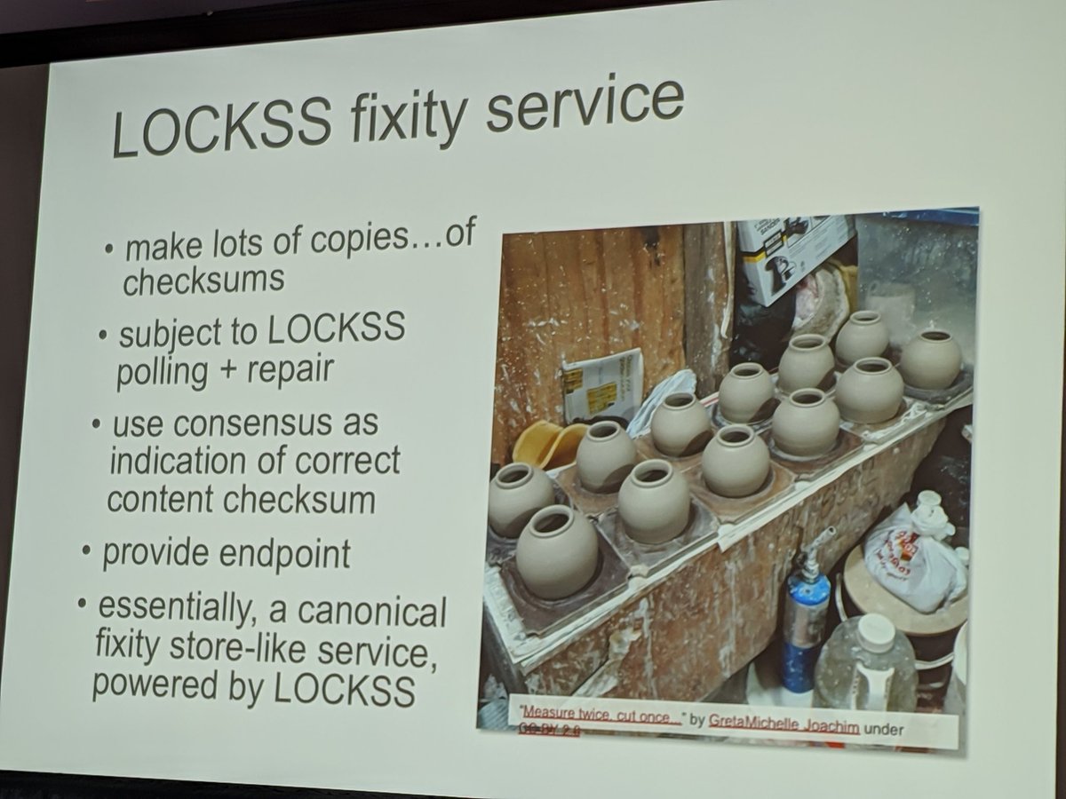 mart1nkle1n's tweet image. #LOCKSS Fixity Service based on lot of copies of checksums not content -&amp;gt; cheaper! @nullhandle #cni19s