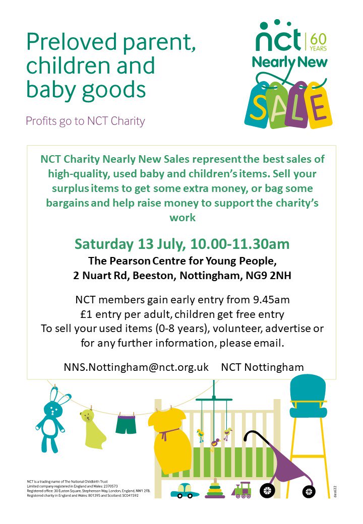 Seller and helper registration for the next Nearly New Sale in Nottingham are open now. Visit our facebook event page for the links: facebook.com/events/5634653…