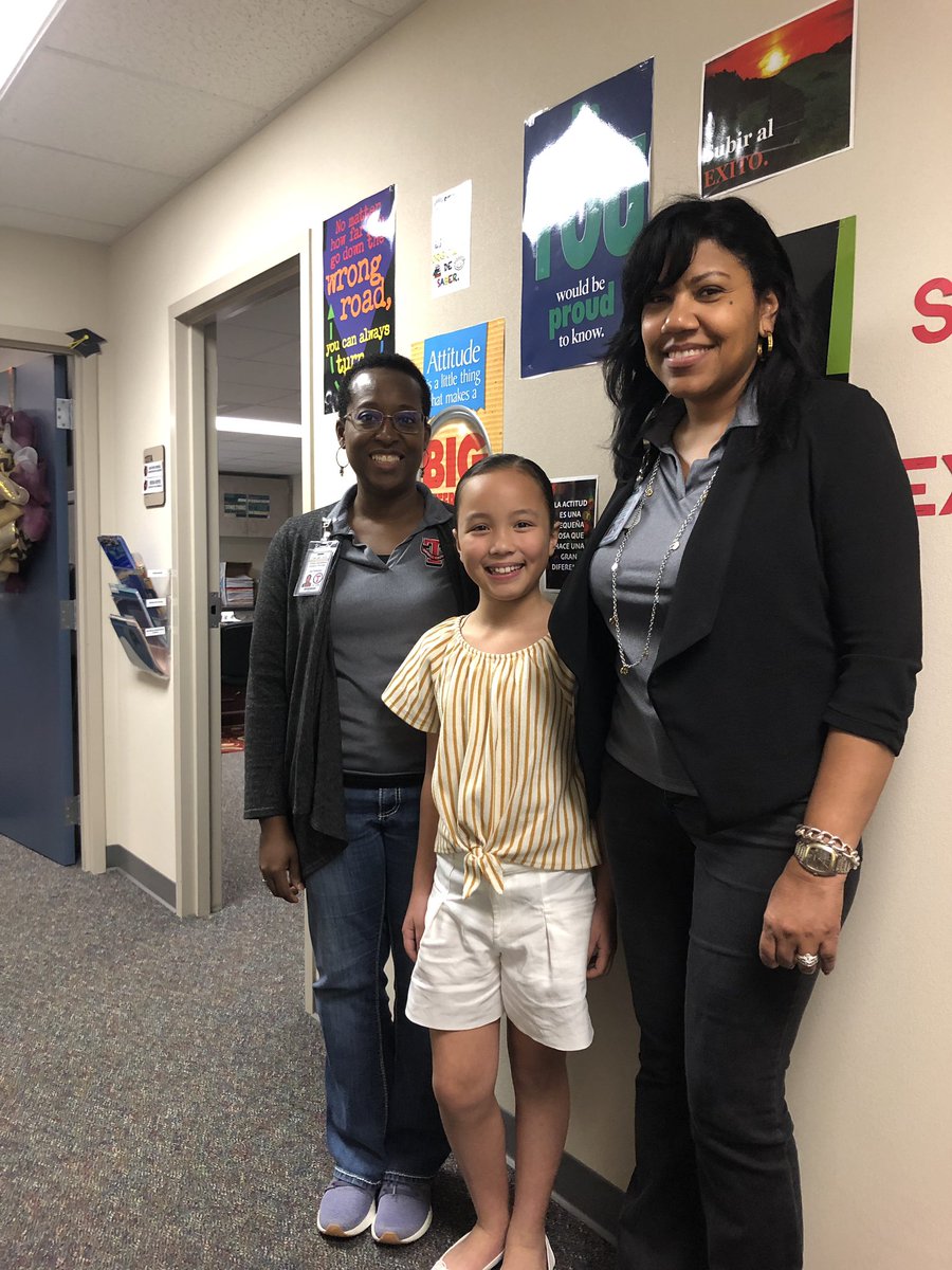 Our APs with our 5th Grade A+ Students of the Year!  Left-Madalynn Nguyen, Right-Lucy Shomette #DestinationExcellence