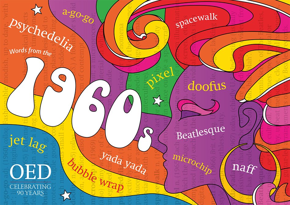 a colorful illustrated graphic of an sbsract swirling 1950s style design