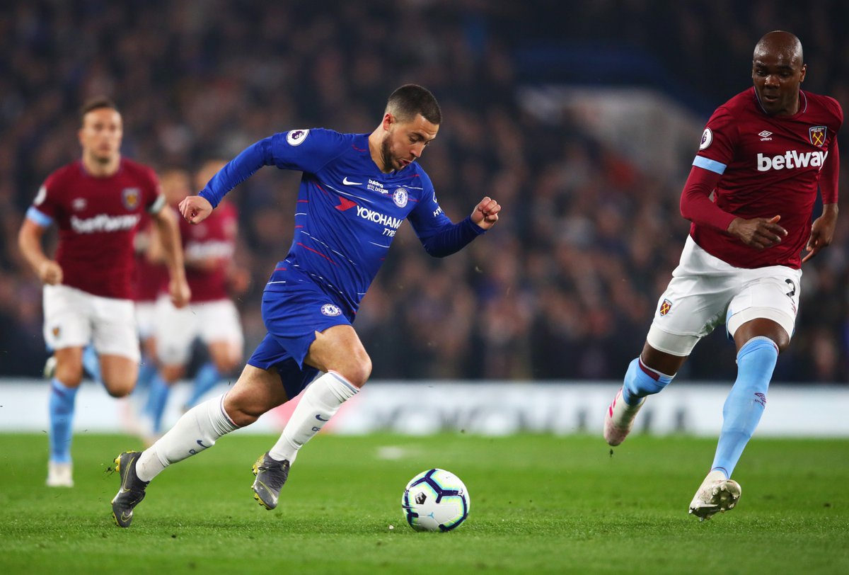 OptaJoe's tweet photo. 27 - Eden Hazard has been directly involved in more Premier League goals than any other player this season (15 goals, 12 assists). Wizardry. #CHEWHU https://t.co/KE2A7UrhFI