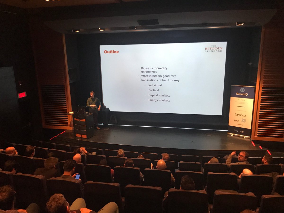 « Bitcoin is important because it is the hardest form of money we ever had » -<a href="/saifedean/">Saifedean Ammous</a> #snqc19 #dcentriq
