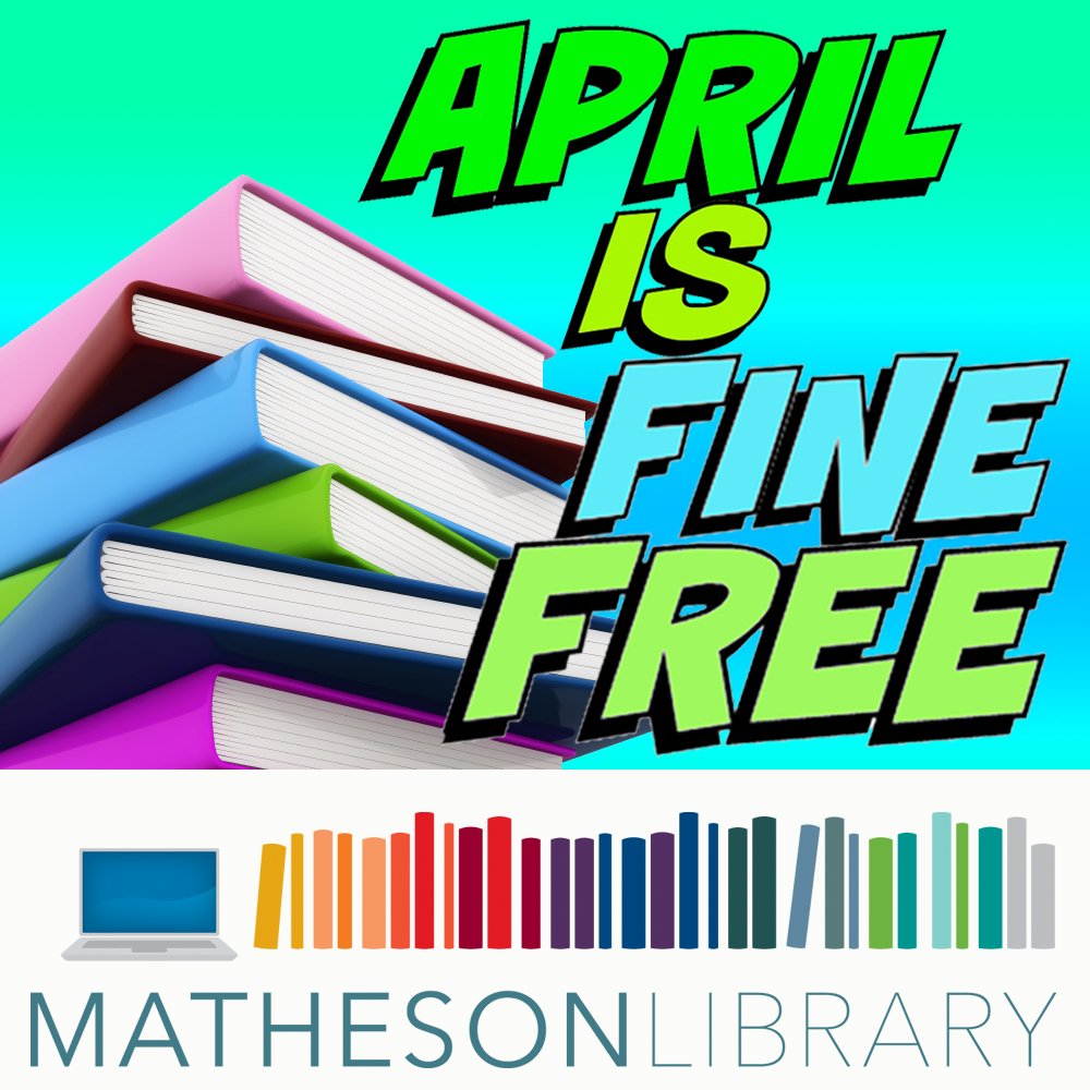 WKCTC's tweet photo. No fines this month! #mathesonlibrary #finefreeapril https://t.co/xqyaHADALW