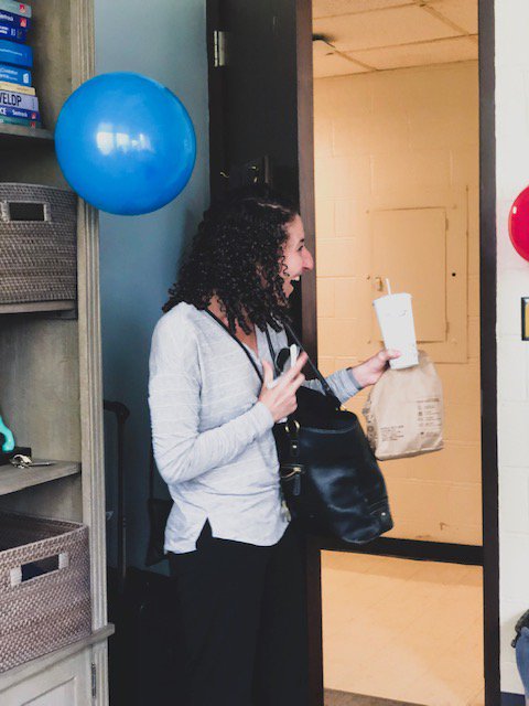DSNLab's tweet photo. We literally hid in @EvaTelzer's office and waited for her to arrive to surprise her. Her reaction: priceless. The moment: timeless. The energy: love. Congrats again on achieving tenure! You deserve every bit of this!! #tenure #DSNLab #UNC https://t.co/nB7N3HEliH
