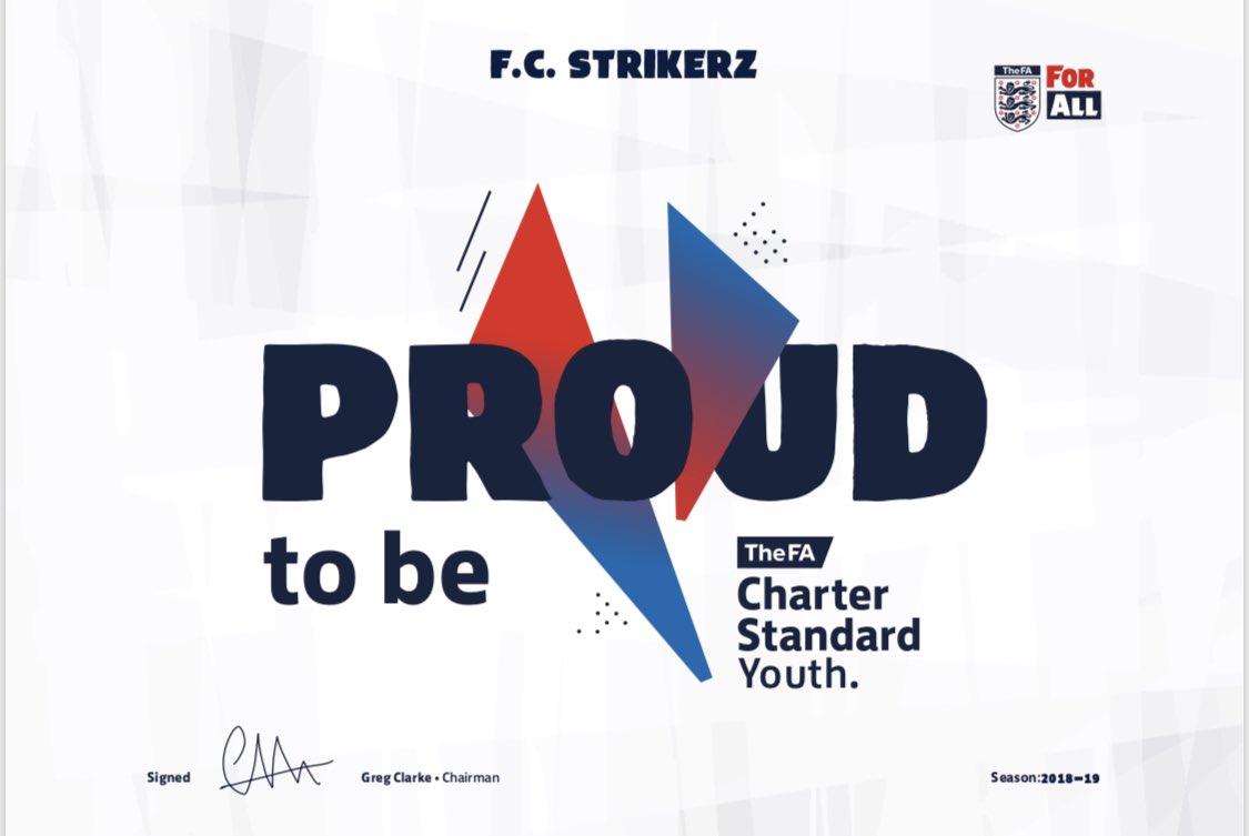 FA Charter Standard renewed for another year. 👏🏼⚽️😀

A massive thank you to our committee members &amp; managers / coaches for their hard work to ensure all courses &amp; CRC are renewed &amp; in date to keep our accreditation.
