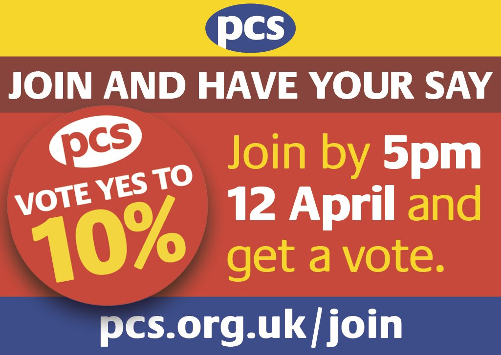 pcs_union's tweet photo. If you’re not a PCS member you have 4️⃣ days left to join us to get a vote ❌ on pay 💷 in our postal 📮 ballot 🗳 https://t.co/KPSMFCMjX4 #PCSpay2019 #PostToVote https://t.co/mWLwdSSgL5