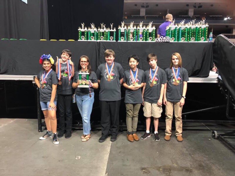 CPMS_OCPS's tweet photo. Odyssey of the Mind State Competition: Charlene Norato's team came in 3rd in The Classics and Structure Toss. Mrs. Falisha Olowu's Team came in 10th in the State for The Arts! Congrats to our Bulldogs! #collegeparkmiddleschoolocps #ocpsnews #ocps #advancedocps #IBMagnetProgram https://t.co/zl6rkm0C4J