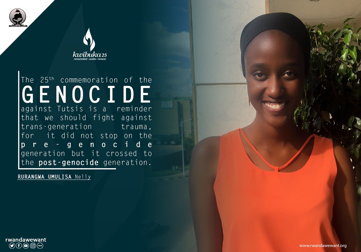 Studies show that trauma can be experienced by both the pre and post genocide generation, and Nelly Rurangwa as a psychology student, thinks that it was about time we started fighting against the #transgenerationaltrauma.
#Kwibuka25