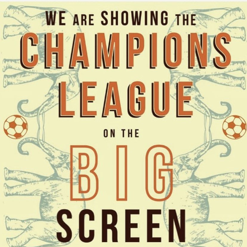 Are you ready for the Champions League? ⚽️ we have a BIG projector screen in our basement bar showing Tuesday and Wednesday’s games. We’re waiting for you! 🎉
