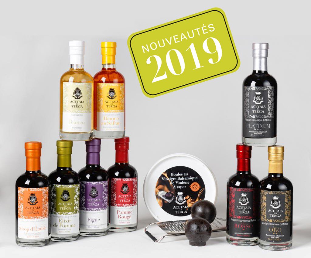 Photo de famille de la Gamme de Vinaigre Balsamique"Acetaïa Di Terga"