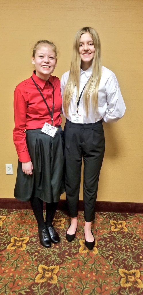 MrsStrandFACS's tweet photo. These two are ready to rock their STAR event presentation! #NDFCCLA #STATEFCCLA #FCCLA #BurroPride https://t.co/OavLIRWyD8
