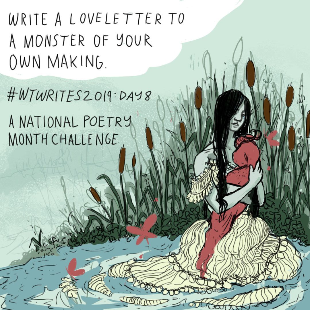 WTangerine's tweet photo. For today's challenge, create a monster then write them an ode. Consider: what defines monstrosity? What makes a monster a monster? How can we write our monsters utterly human? Tag your piece with #WTWrites for a chance to win @HSucklePress' 2018 catalog &amp; a Kindle! https://t.co/4ZEzvEt5qY