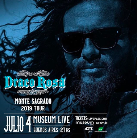 🗣 <a href="/dracorosa/">DRACO ROSA</a> en Museum!
-
👉 El músico, cantante, compositor, multi-instrumentista, productor, poeta estadounidense de origen puertorriqueño, presenta su último tour: #MonteSagrado.
-
🎶Ya podés comprar tus entradas a través de Livepass Argentina

👉livepass.com.ar/event/draco-ro…