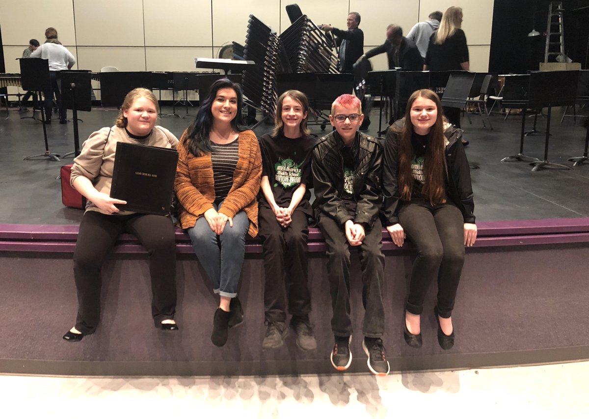 CCMSWildcats's tweet photo. Trenton, Noah, Madeline, Rebecca, and Navarro rehearsed for 15 hours with the OMEA District II Honor Band and performed in the Saturday afternoon concert. Thanks for your excellence, hard work, and representing Clear Creek! #CCMSLevelUp #TeamGBSD https://t.co/7KDaHzDxl9