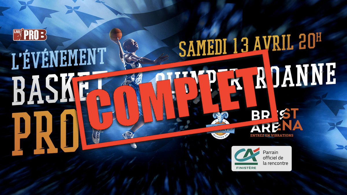 Nous sommes heureux de vous annoncer que nous serons à guichets fermés samedi prochain à @BrestArena pour la réception de <a href="/ChoraleRoanne/">Chorale Roanne Basket</a> ! Nous serons 5000 personnes pour soutenir nos béliers ! Merci à tous ! ⚪️🔵🐏
#NotreForceCestVous #UJAPFamily #ProB #LNB