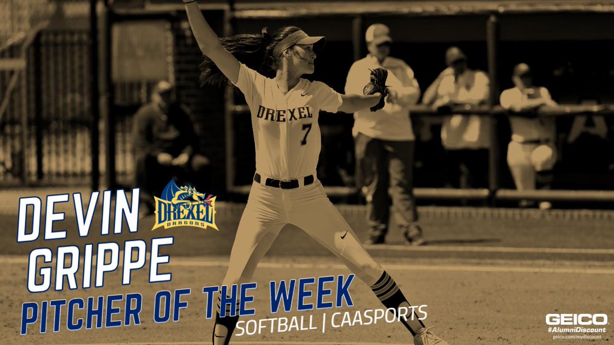 CAASports's tweet photo. Devin Grippe posted a 0.78 ERA in three complete games last week, earning her #CAASports softball Pitcher of the Week honors!

More: https://t.co/I8A3mLgPms https://t.co/hlOxx8huP8