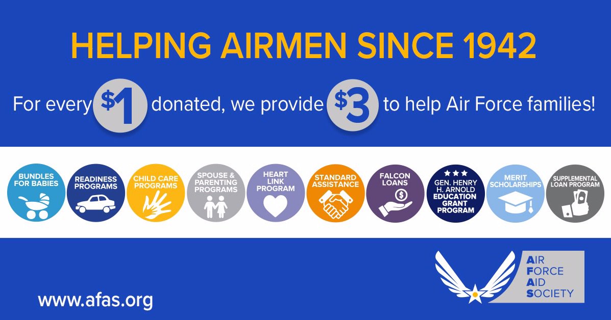 AFASHQ's tweet photo. 100 percent of individual donations received by #AFAS are used to help Airmen.
#AFASHQ #AirmenHelpingAirmen #USAF https://t.co/ewc4aB9QPr