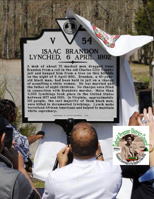 Haki_Shakur's tweet photo. #IssacBrandon Breaking🚨 Virginia’s first Historic Marker unveiled commemorating Issac Brandon Lynching & 100 victims of Lynching in Virginia‼️ https://t.co/6H6z0q8tIL #charlescity #virginia #lynching #lynchingvictims #Reparations2020 #reparations #idabwells #johnmitchelljr https://t.co/LAjk04vqyJ