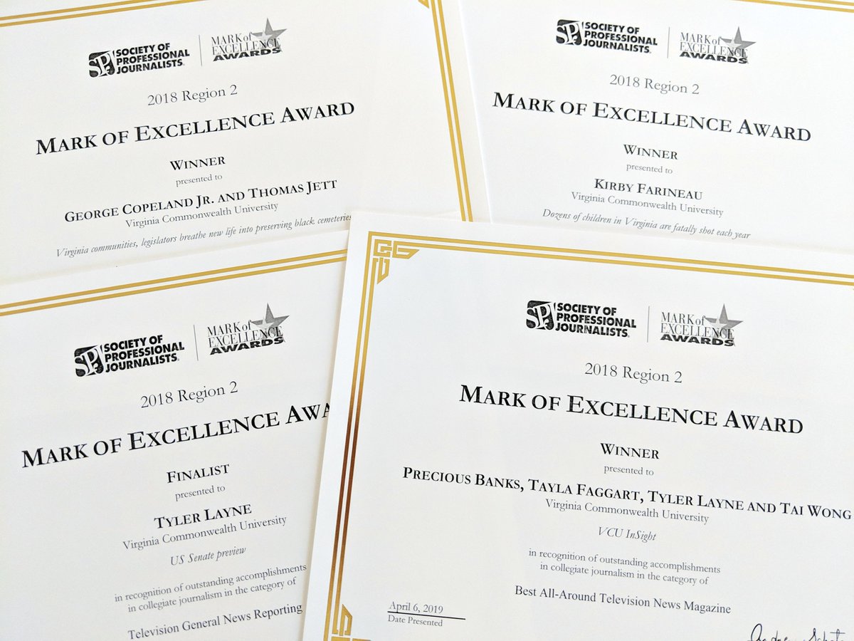 RobertsonSchool's tweet photo. @VCU #StudentJournalists won 17 honors in the SPJ Mark of Excellence competition this past Saturday. The recipients include @VCUInSight , @vcucns , and @theCT. 

Congrats to all the winners on your amazing achievements! 

Read the full story: https://t.co/EmhyFZGXgk https://t.co/0w7cMe6ZPI