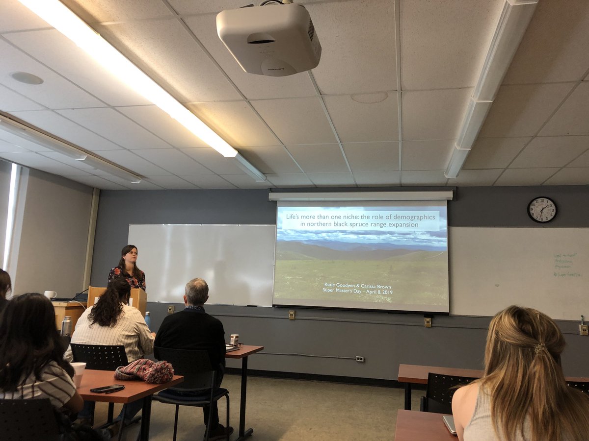 MUNGeog's tweet photo. After lunch talks commence! First up: @katie_gwin is presenting her work with @rangeshifts on demographic niche shifts and black spruce range expansion in the subarctic. https://t.co/EbsbT2wuti