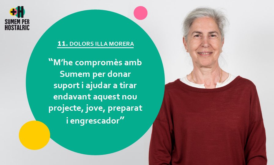 Al llarg del pròxims dies, us presentarem les persones de l’equip de #SumemperHostalric a les #eleccionsmunicipals 2019.
Estem molt orgullosos i molt contents que la Dolors Illa Morera ens ajudi a fer el canvi que volem. Ocuparà la posició número 11. #Hostalric