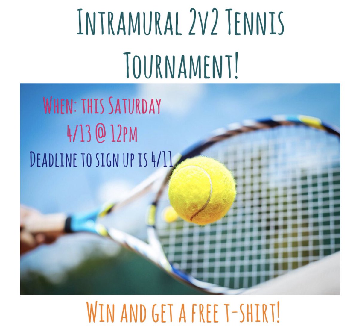 IntramuralCU's tweet photo. It is your last chance to win that coveted Intramural Champion shirt! Click the link below &amp; log in to IMleagues to sign up your team!

https://t.co/DIQ3ZEtwLL https://t.co/WrbMiYy1Kd