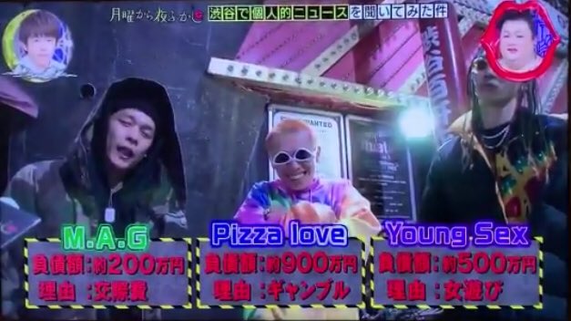 Pizzalove ピザラブ 月曜から夜ふかしさんで放送されたtajyusaimboyzの負債額で僕900万円になってますが ギリ間違えてます 月曜から夜ふかし Tajyusaimboyz ピザラブ