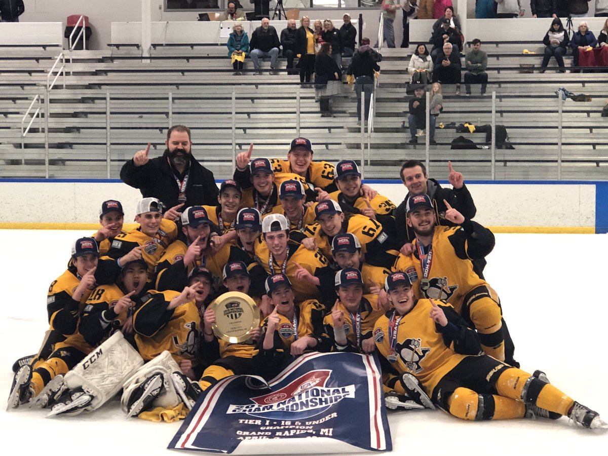 PghPensElite's tweet photo. Congratulations to our 2019 Chipotle @usahockey Youth Tier 1 16U National Champions!! 

#LetsGoPens https://t.co/TClefgTMTt