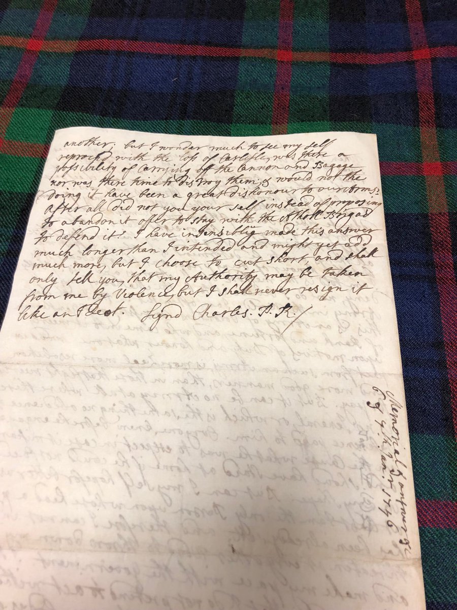 NickNairn's tweet photo. This is a letter written by ur actual bonnie Prince Charlie , from the archive of Blair castle, holding it sent shivers down my spine !! #historyisreal https://t.co/h252vrHRPZ