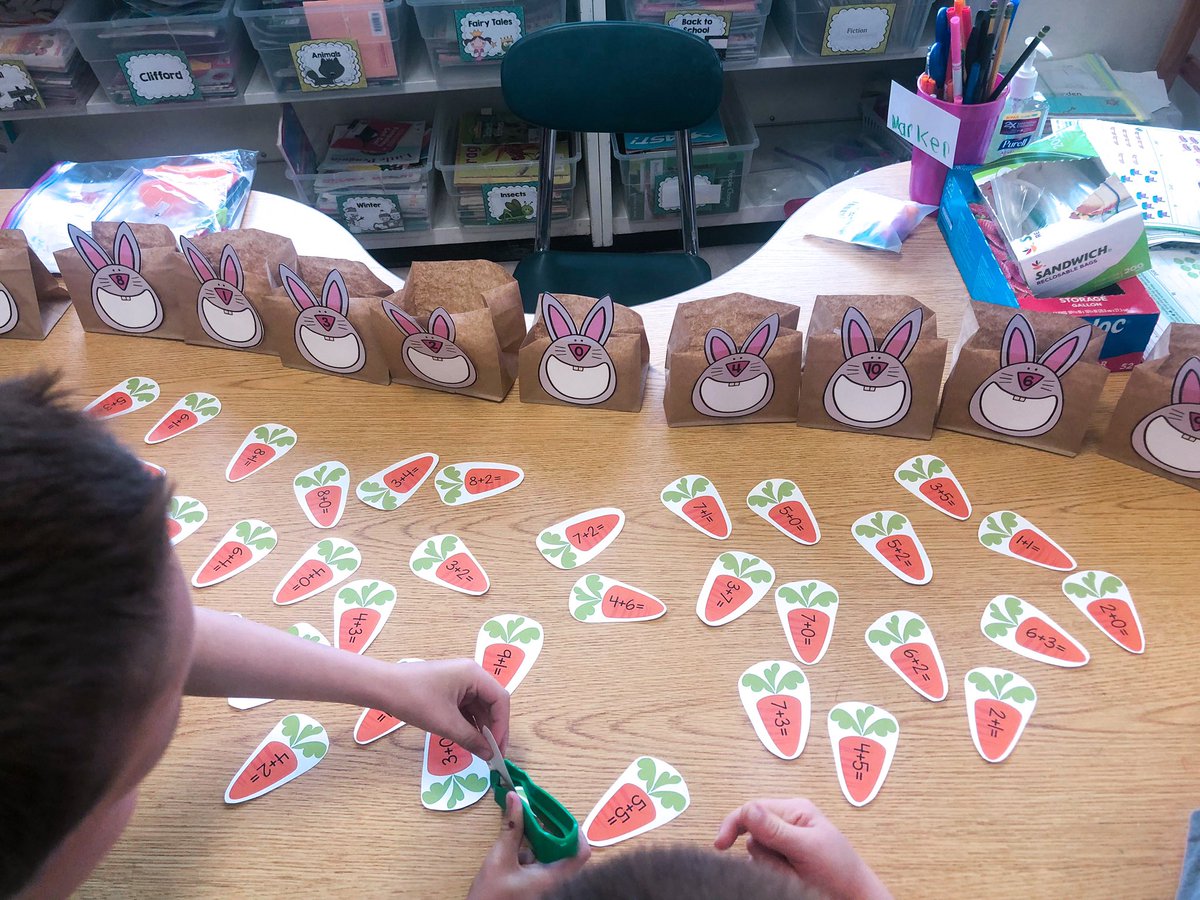 MissChelseaHara's tweet photo. Today in one of our centers, my students had to use the tongs to pick up the carrot, solve the addition problem and then feed the bunny with the correct number! It not only focused on addition skills but also their fine motor skills! Having fun while learning is the best way!🐰🥕 https://t.co/g6Qmg2oHGm