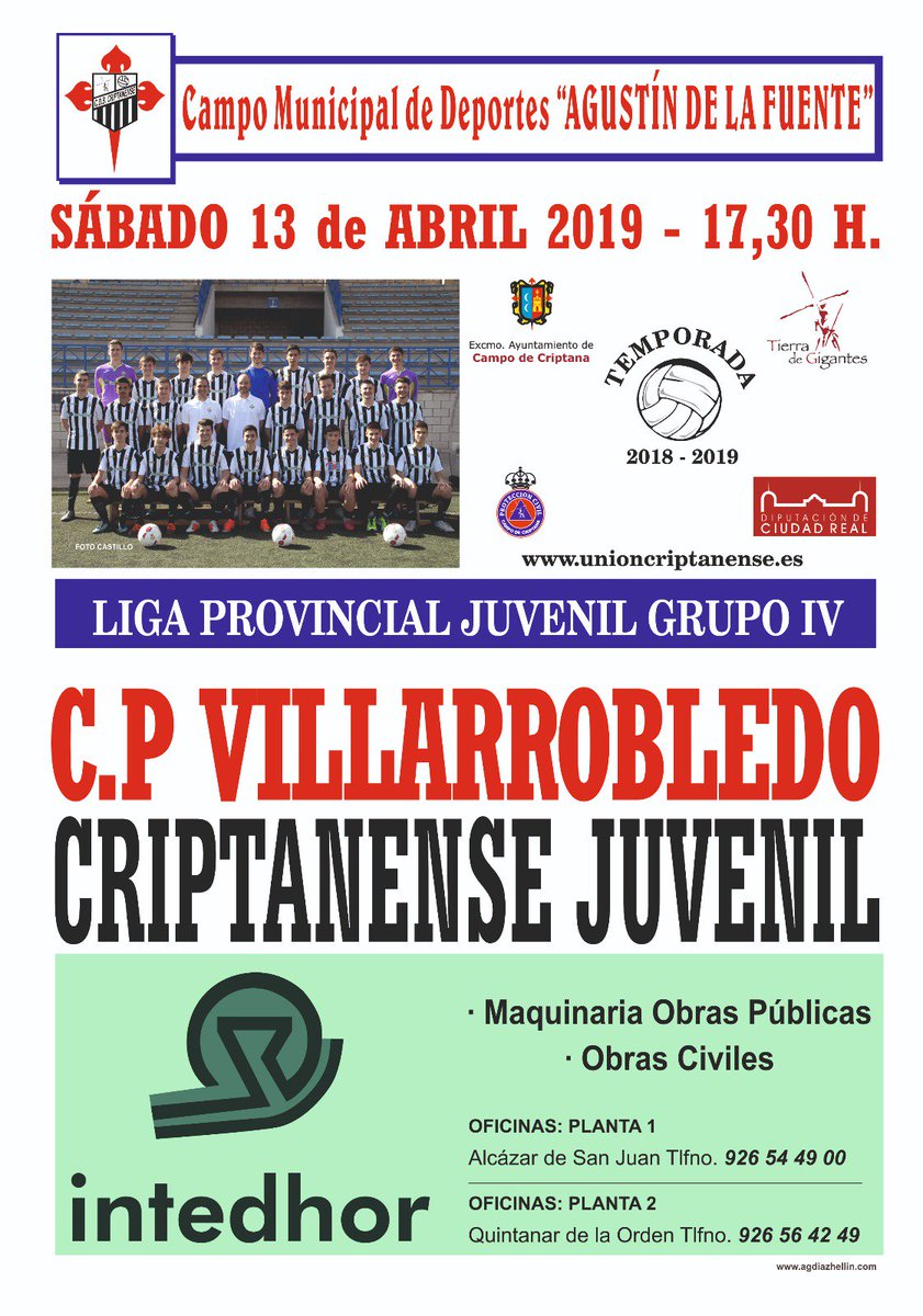 EmbCriptana's tweet photo. ...Vamos AFICION!!! contamos con todos vosotros para el partido del próximo sábado.Un nuevo partido donde nuestros juveniles intentarán volver a demostrar la gran temporada que se está realizando....!!!1,2,3 UNION!!!!#TierradeGigantes https://t.co/iBjxMwjwyN
