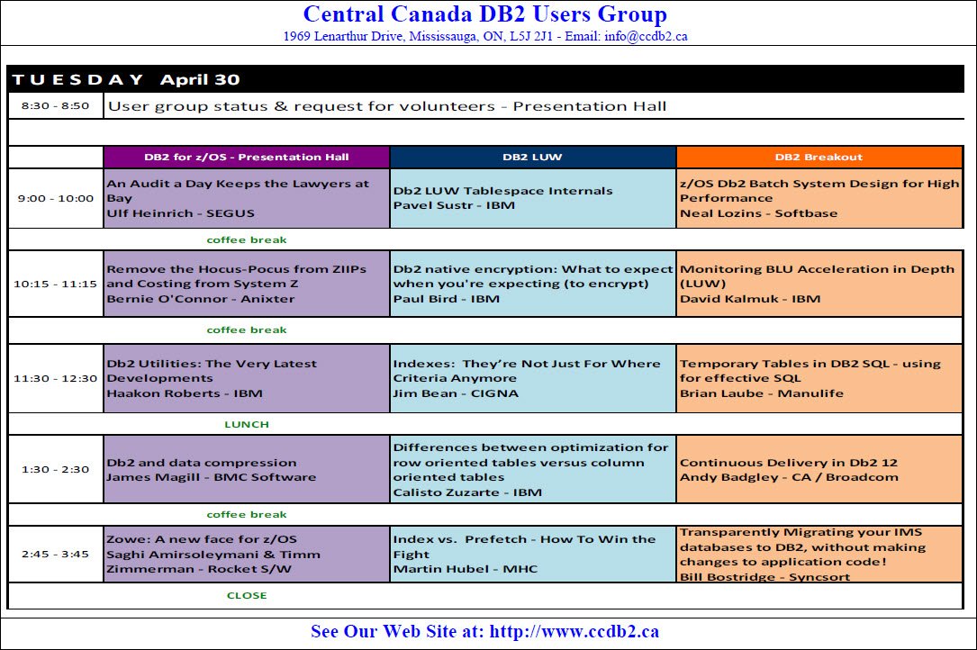 c_muncan's tweet photo. 21 days and counting until #CCDUG in Toronto. April 29-30, the best of #Db2, #Db2luw and #IMS education for only $350CDN per attendee for 2 days of Db2 learning! This is the event of the year you don't want to miss! https://t.co/uUKwu41q8X for more details https://t.co/f7SvRujKNq