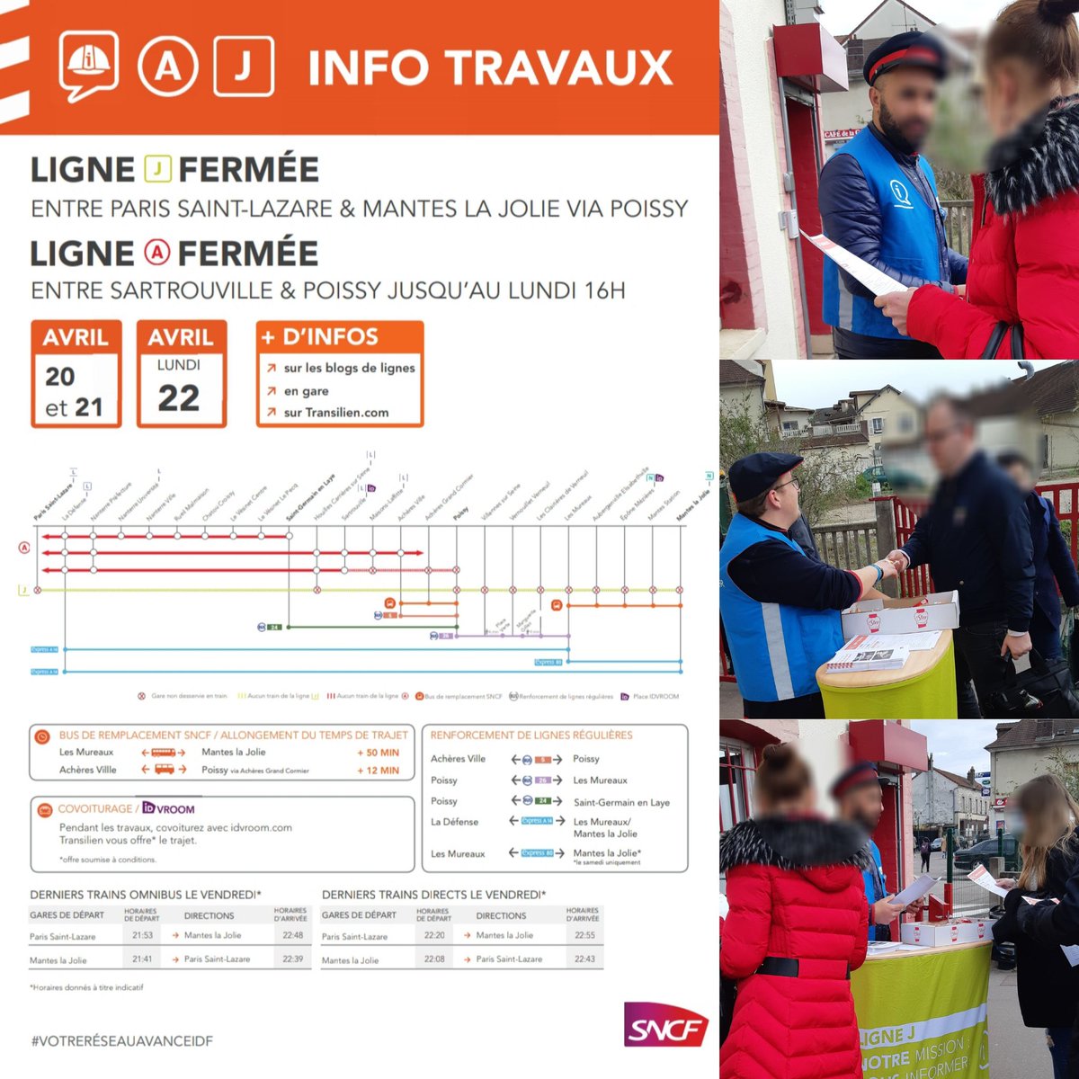 JeanLouisMLJ's tweet photo. À la descente de votre train à #bonnieres nous vous attendons pour vous parler des 🚧 du 20, 21 et 22 avril sur votre @LIGNEJ_SNCF 
Pour des infos personnalisés laissez nous votre adresse mail ainsi que votre trajet.
@Dezusinge1 @secteurmantes @Andriessensmel @cydou78 @TeamMantes https://t.co/1SoNVwYYka